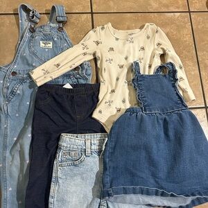 OshKosh B'gosh Light Blue Denim Overalls with Heart Accents